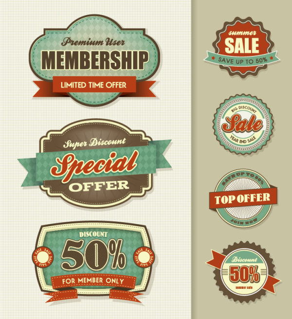 Retro Label Design 04 - vector material