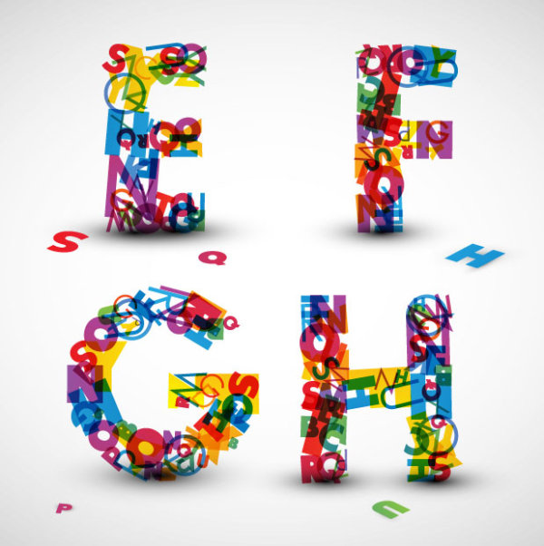 Creative Design 08 letters - vector material