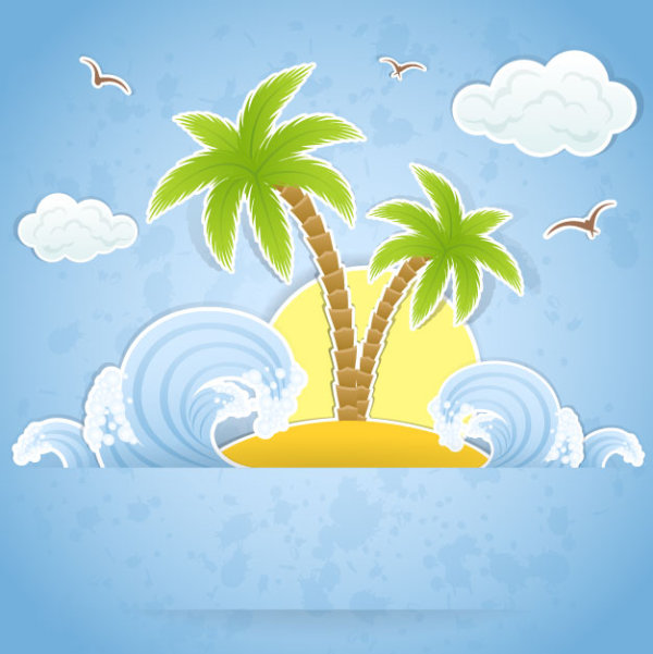 Summer beautiful card 02 - vector material