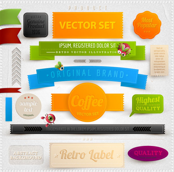 Classics label stickers 01 - vector material