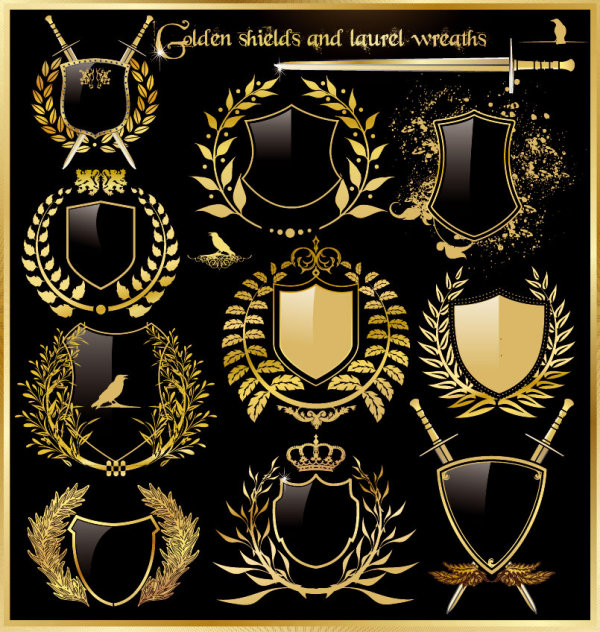 Golden pattern border 04 - vector material
