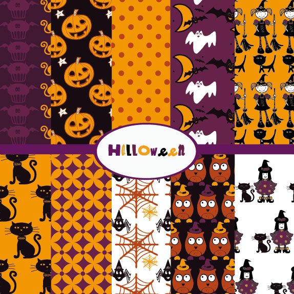 Halloween cartoon background 02 - vector material