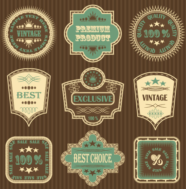 Retro label stickers 02 - vector material