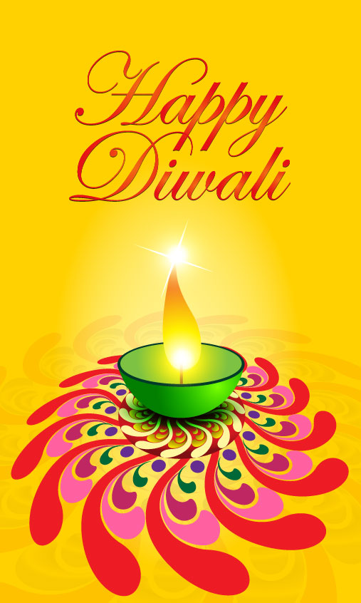 Beautifully Diwali card 05 - vector material