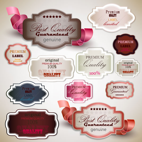 Beautifully label design 04 - vector material