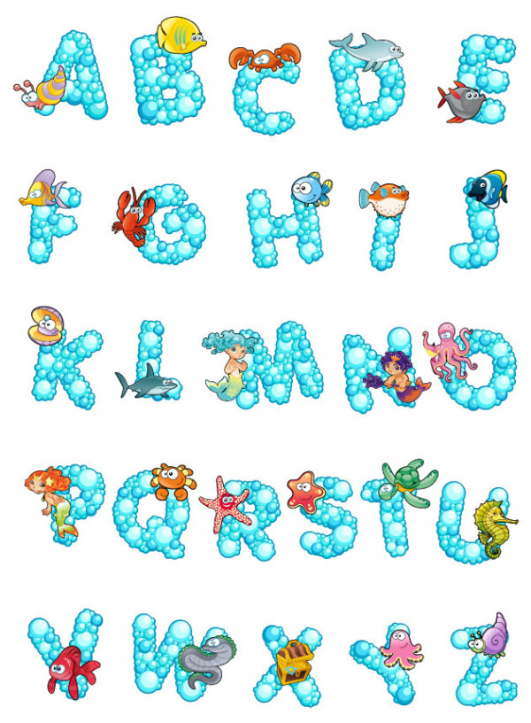 Cartoon alphabet design 01 - vector material