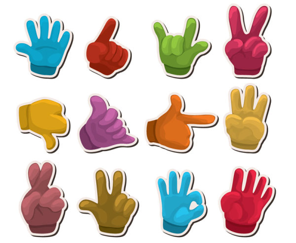 Hand type stickers 01 - vector material