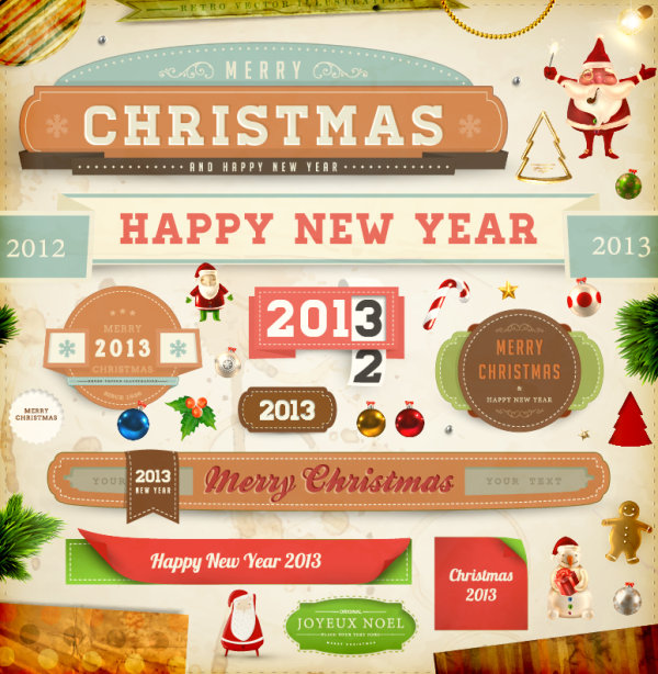 Christmas theme label 03 - vector material