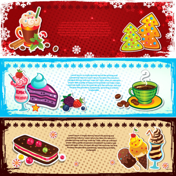 Beautiful Christmas dessert banner 01 - vector material