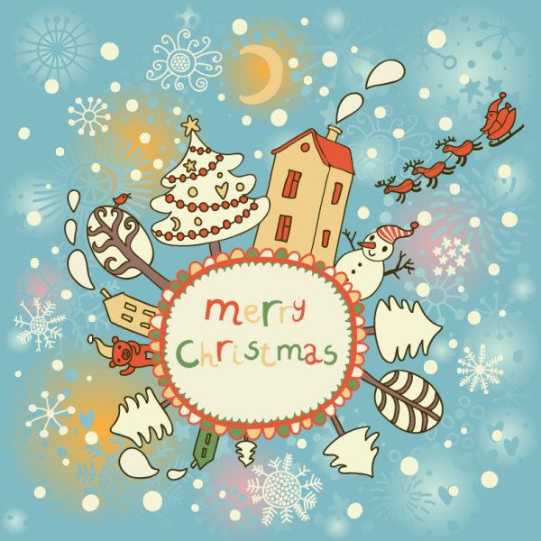 Cartoon Christmas card 03 - vector material