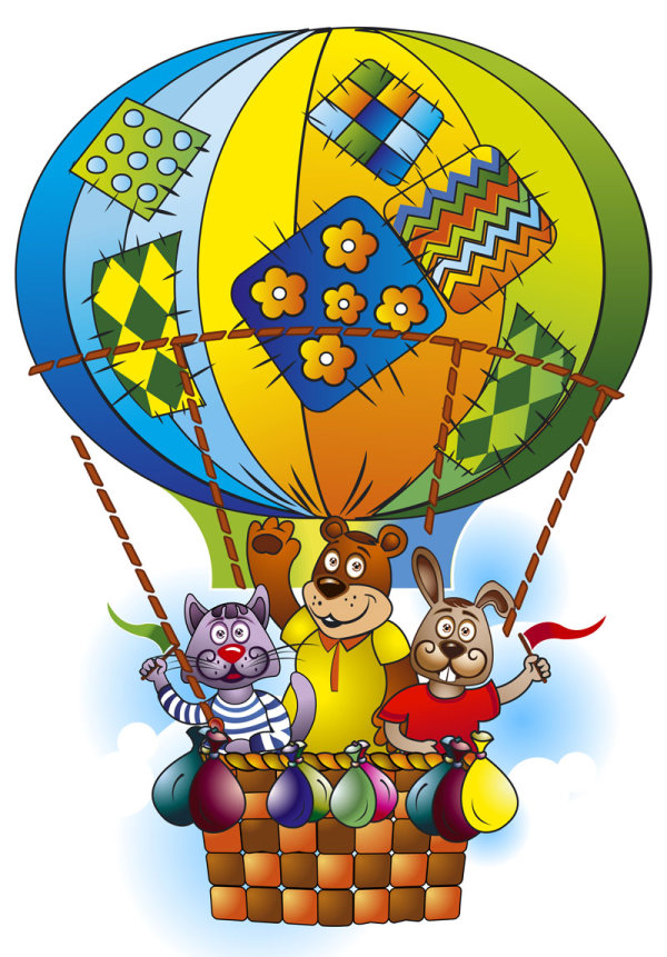 Cartoon hot air balloon - vector material
