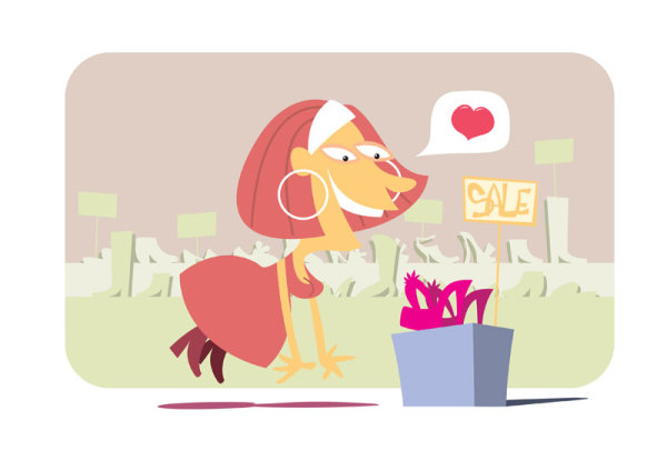 Cartoon shopping girl - vector material