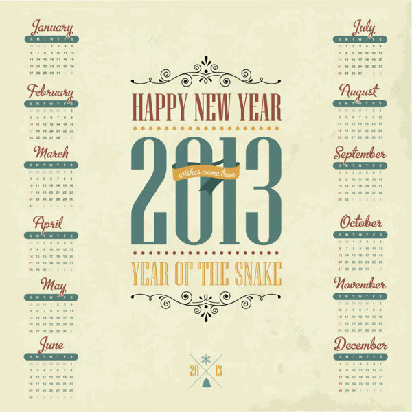 2013 New Year Calendar 02 - vector material