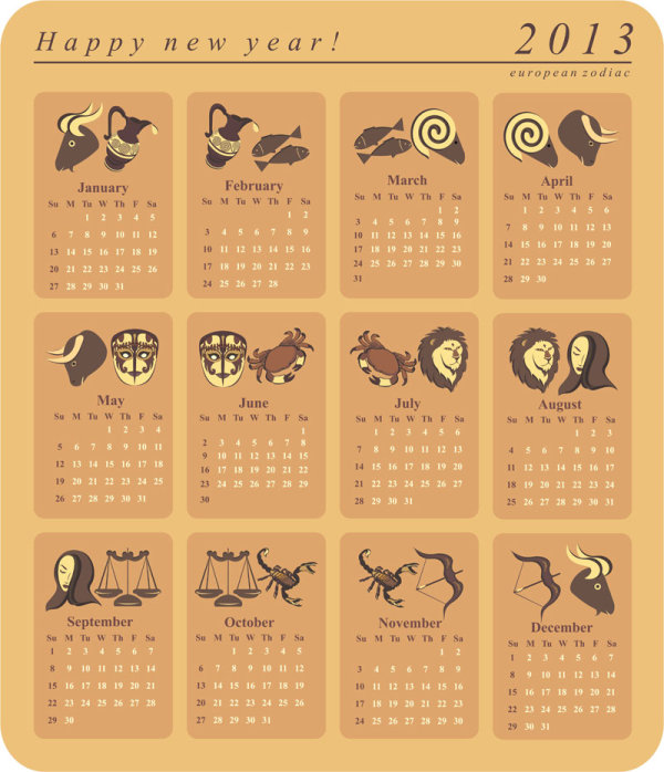 2013 New Year Calendar 03 - vector material