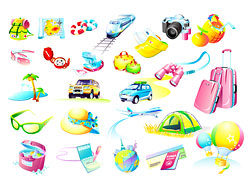 Classic travel goods icon vector material