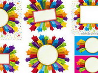 Colorful three-dimensional vector material Stars Border