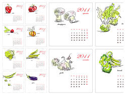 手绘蔬菜2011日历矢量素材