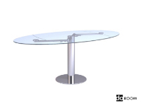 Glass surface oval table 