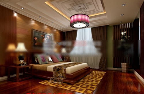 3d model Chinese style bedroom