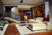 Modern minimalist duplex living room