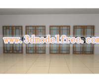The simple Chinese wooden glass door 3D models