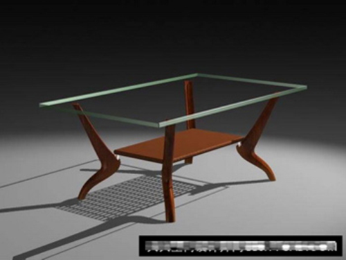 Wood glass coffee table 3D model