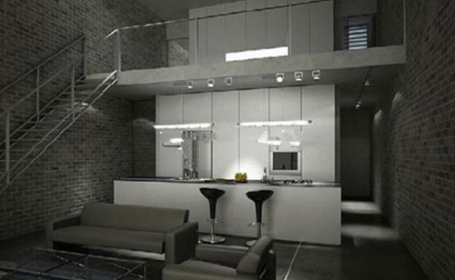 Two-storey home kitchen model