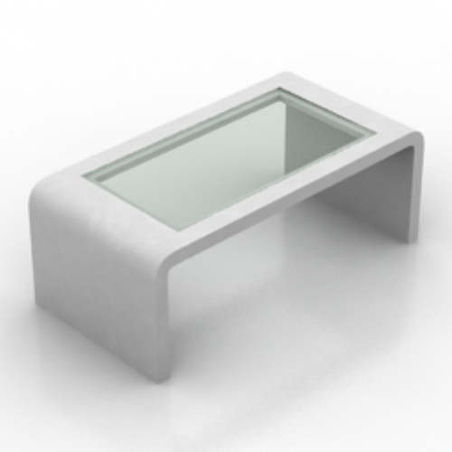 transparent white border coffee table model