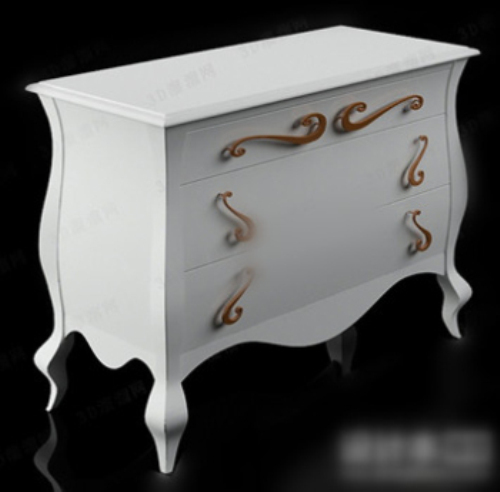 3d model white bedside cabinet