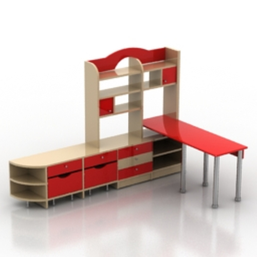 Red wedding room furniture combined model