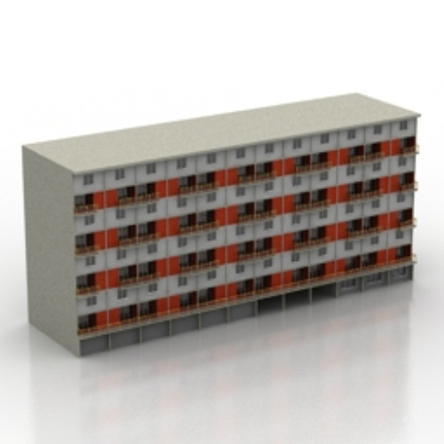 five-story apartment building common 3D models