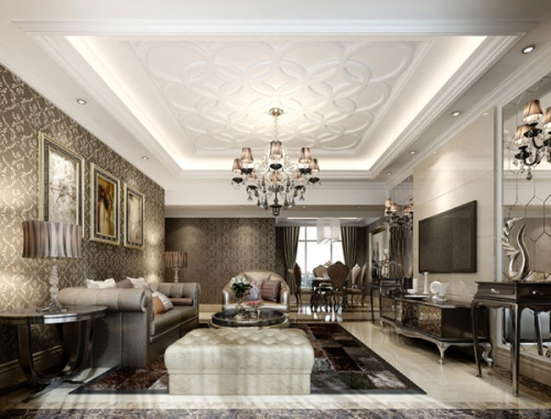 beautifully decorated luxury living room 3D models