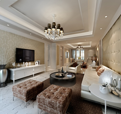 Elegant European living room 3D model