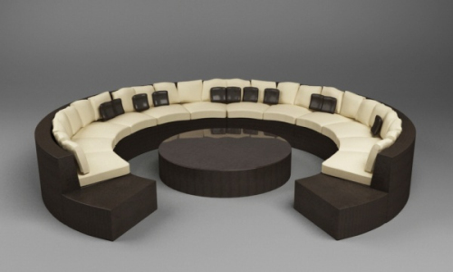 Combined 3D model of arched circular sofa