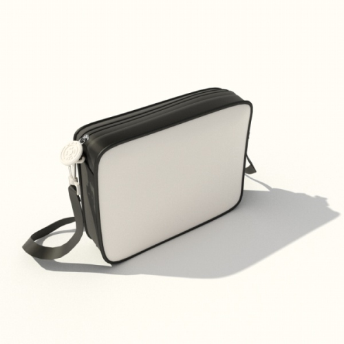 Black and white shoulder bag in 3D