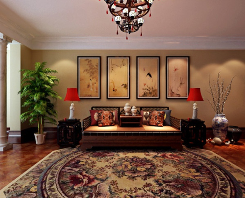 Luxury living room 3d model of Chinese antiquity