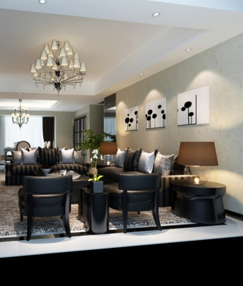 Stylish living room design 3d model