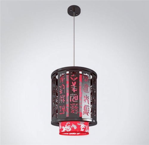 Red exquisite Chinese style chandeliers 3D model
