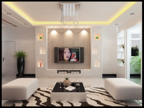 White minimalist TV backdrop 3D model