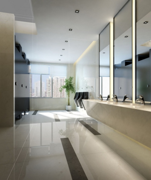 Simple atmospheric model white bathroom 3D