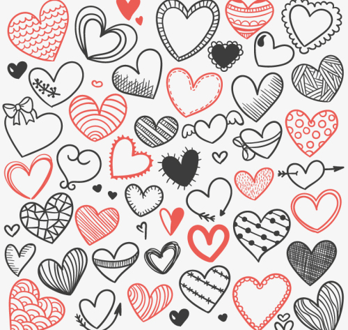 Painted Love seamless background vector material