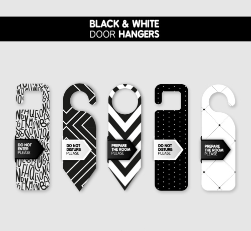 5 black and white fashion design vector material door listing