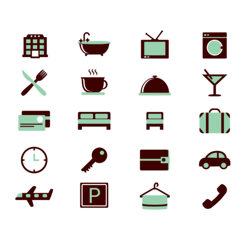 16 models of color hotel icon vector material