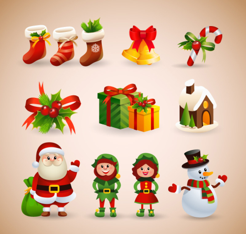 9 Christmas icon vector material