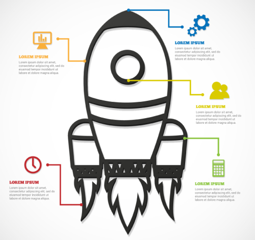 Rocket Creative Business Information map vector material