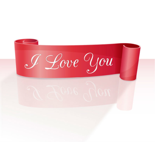 I love you, curling red banner vector material