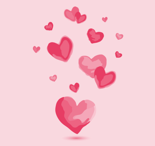 Love pink watercolor vector material