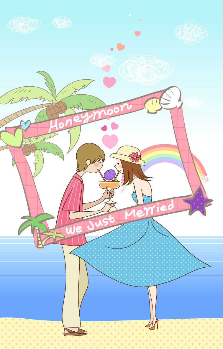 Honeymoon couple vector material