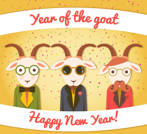 Goat wearing a suit fashion vector material