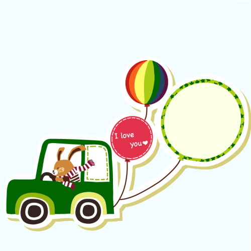 Motoring bunny clip art vector material